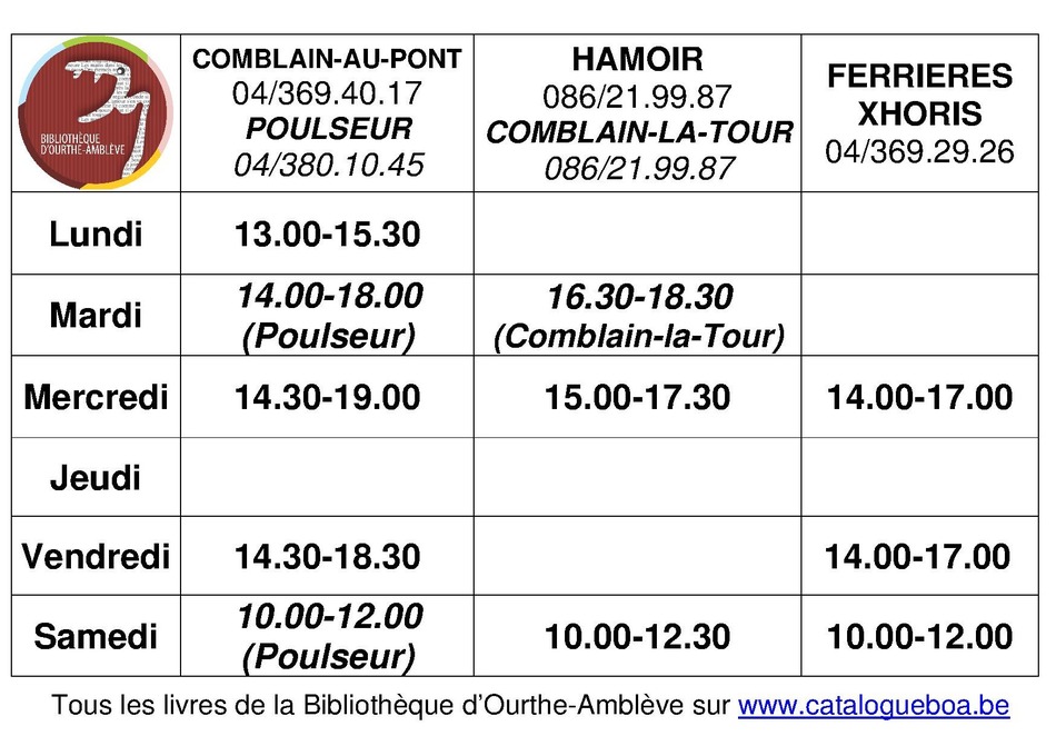 HORAIRE hors AY 2021