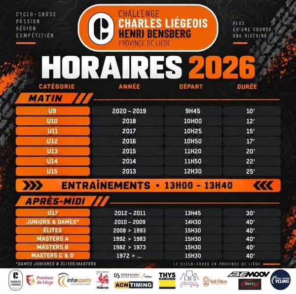 Cyclocross Challenge Henri Bensberg 07 11 2026 horaires