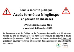 CHASSES - Fermeture du Ninglinspo 2026