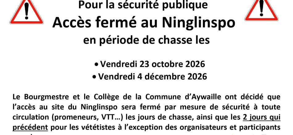 CHASSES - Fermeture du Ninglinspo 2026