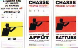 chasse affiches jaune et rouge
