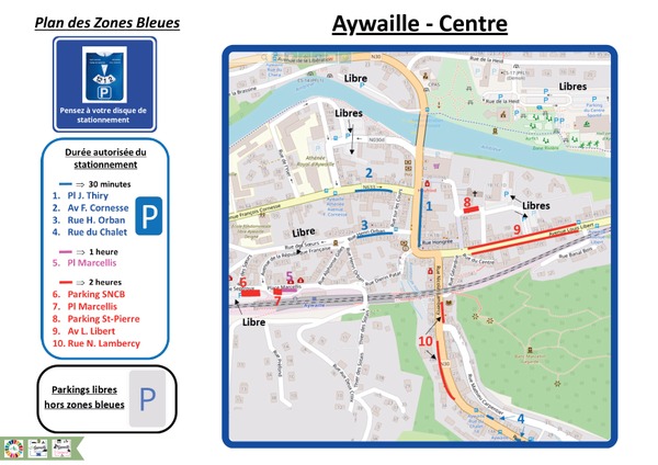 Plan zones bleues parkings libres Aywaille Remouchamps page 0001
